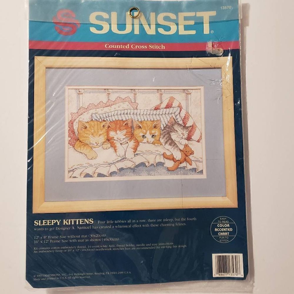Vintage Sunset "Sleepy Kittens" Counted Cross Stitch